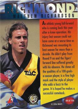 1996 Select AFL Centenary Series - Gold #84 Matthew Richardson Back